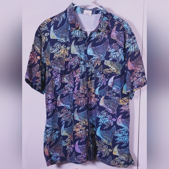 The Days Catch Mens Colorful 100% Cotton Size Large Button Front Shirt Hawaiian - Picture 1 of 8